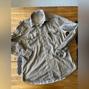 AT.P.CO Collar Snap Front Shirt Tan Brown Sz 41 Made In Italy